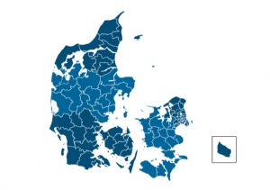 Kort over kommuner i Danmark - kommunalvalg og regionsvælg